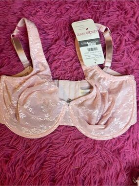 Fashion Bug Pink Lace Underwire Bra with Floral Overlay
